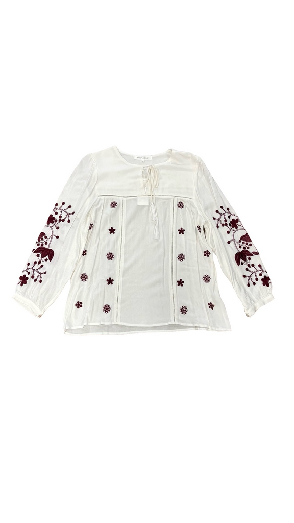 Medium Purple Ruby White Embroidered Top