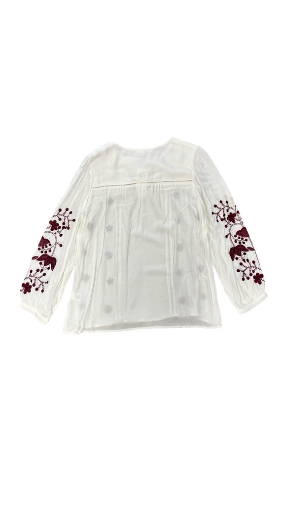 Medium Purple Ruby White Embroidered Top