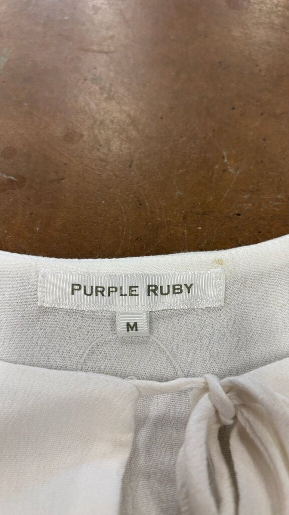 Medium Purple Ruby White Embroidered Top