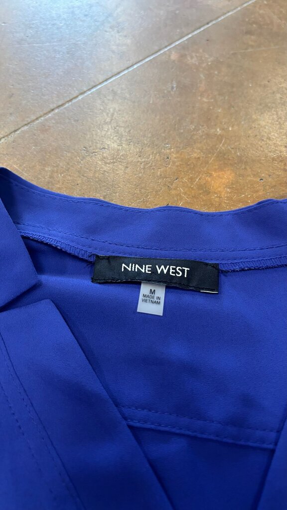 Medium Nine West Blue Long Sleeve Blouse