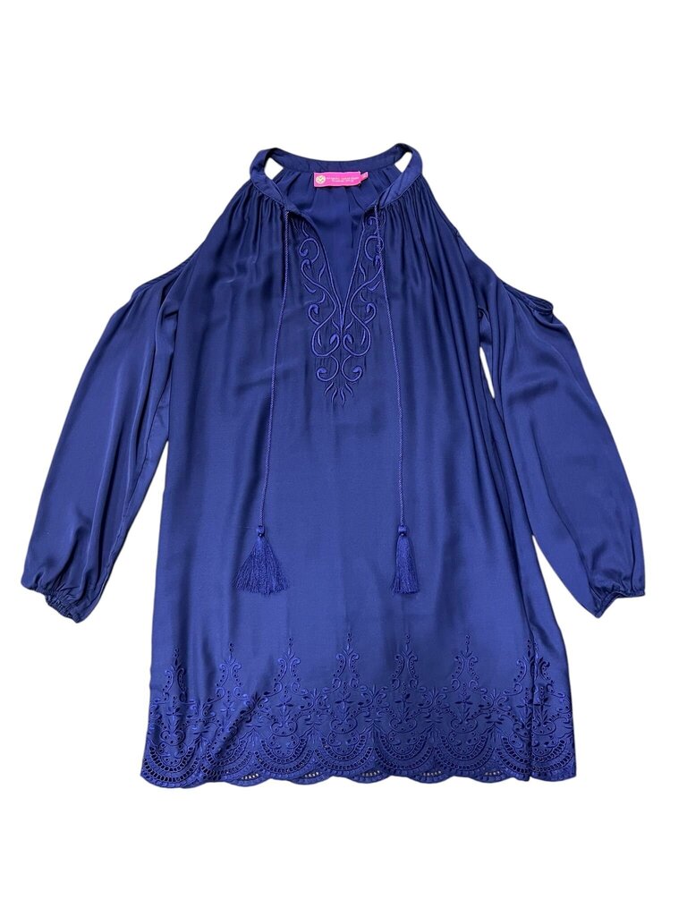 Size M- Macbeth Collection Navy Cold Shoulder Dress
