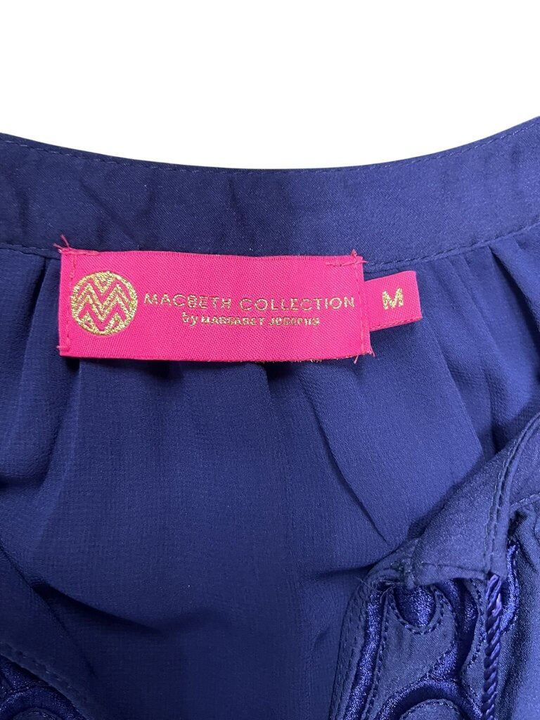 Size M- Macbeth Collection Navy Cold Shoulder Dress