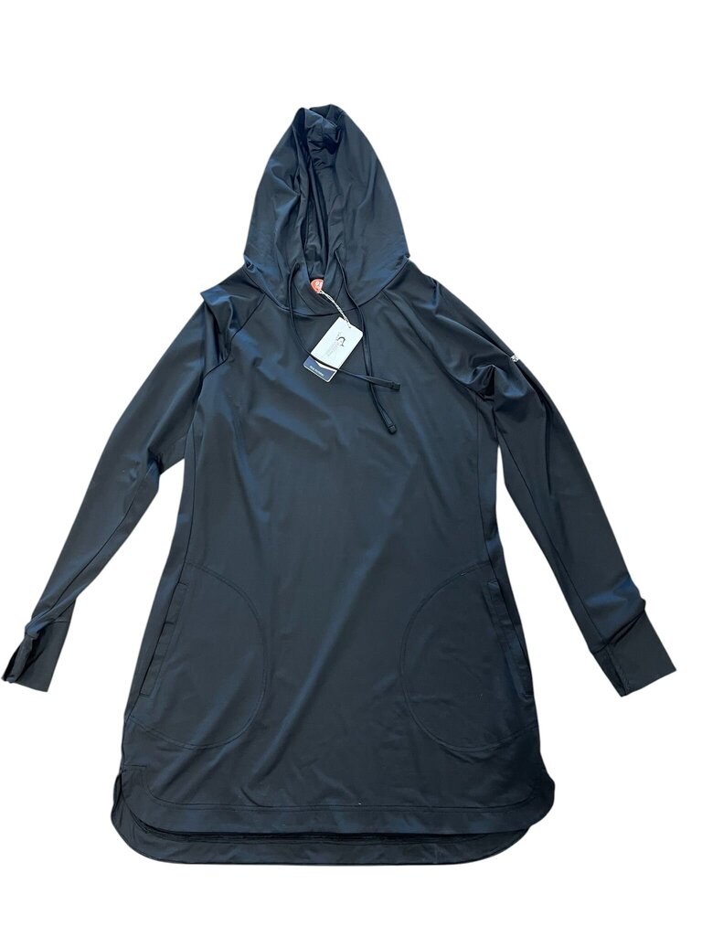Size L- Black Hooded Long Sleeve cover up
