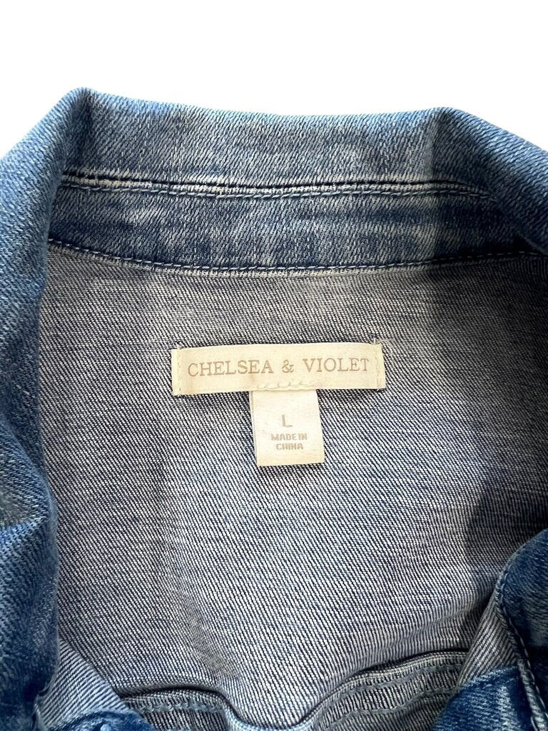 Large Chelsea & Violet Women's Distressed Denim Jacket