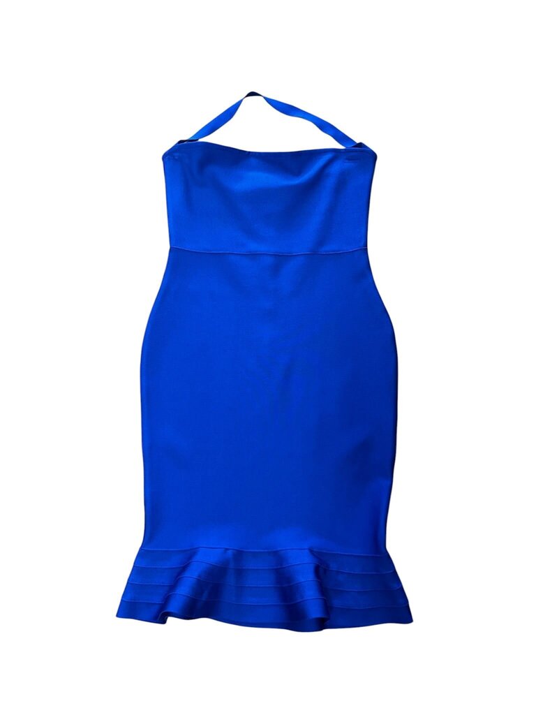Large SHEIN Elegant Blue Midi Dress with Ruffle Hem