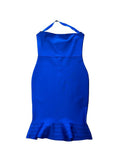 Large SHEIN Elegant Blue Midi Dress with Ruffle Hem
