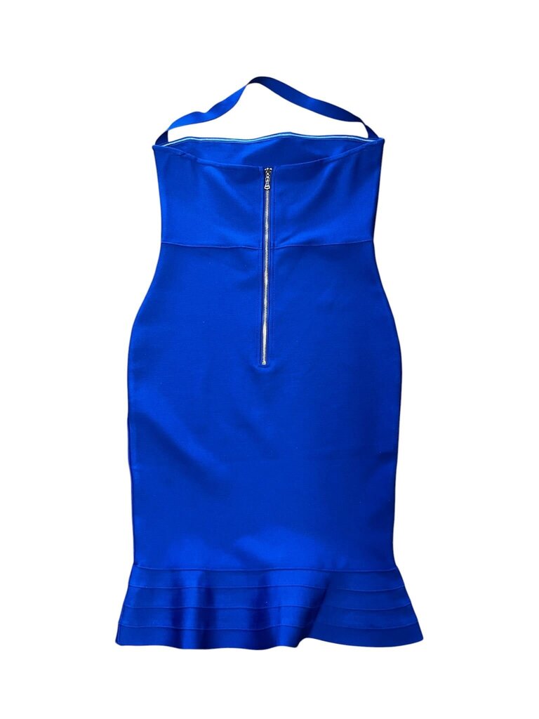 Large SHEIN Elegant Blue Midi Dress with Ruffle Hem