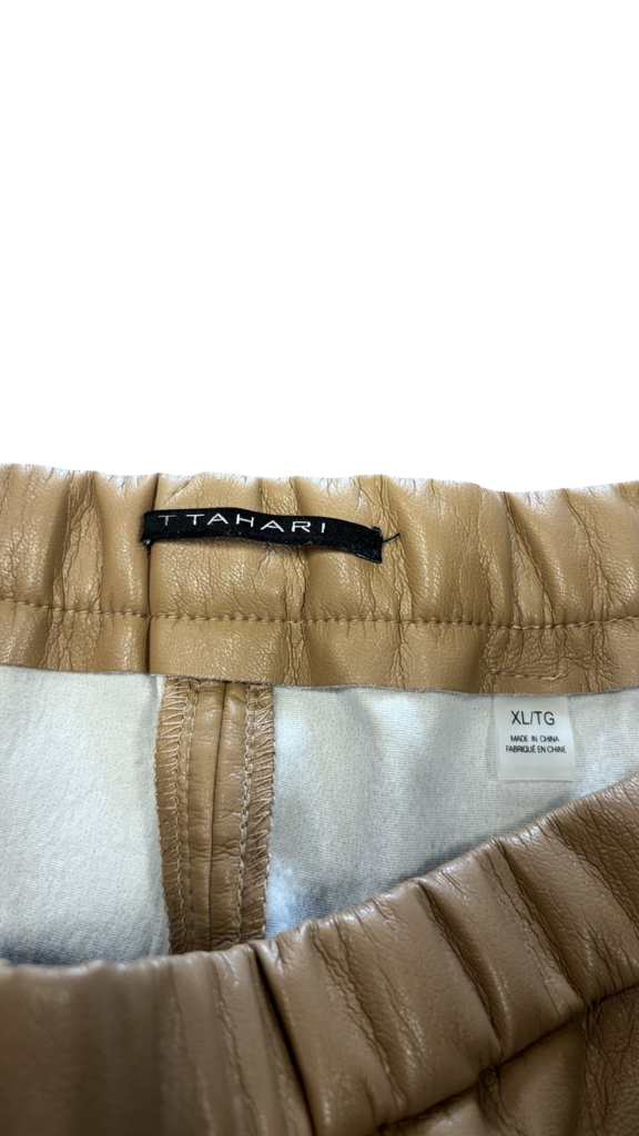 Size XL- Tahari Beige Faux Leather Skirt