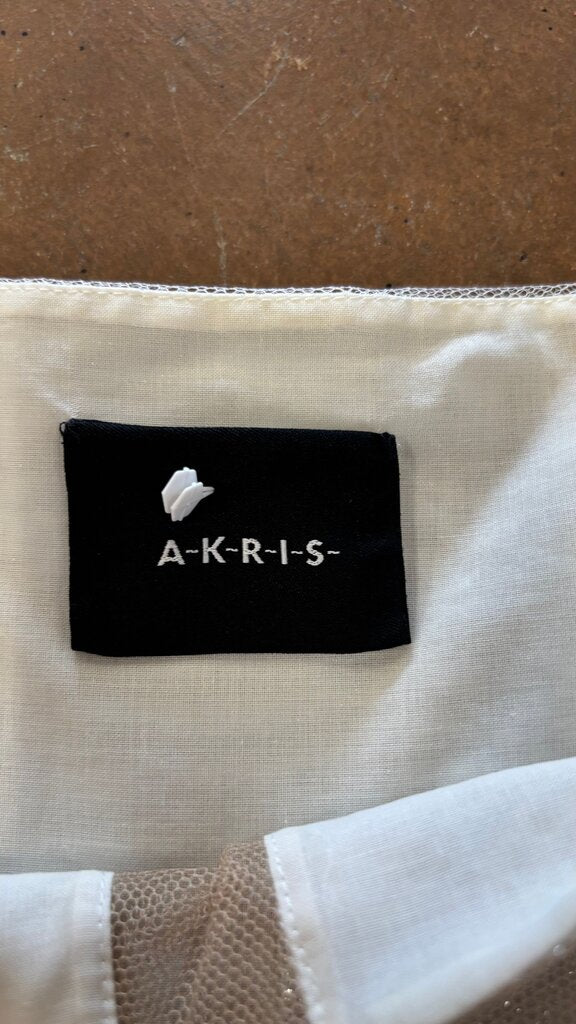 Size 10 Akris White Dress With Sheer Overlay