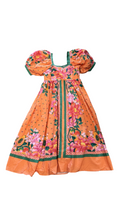 Small FARM Rio Fruit Garden Printed Midi Dress with Puff Sleeves