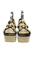 Size 36 Gucci Black and Gold Embellished Platform Sandals