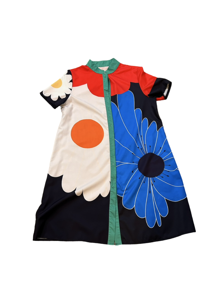 Large Colorful Floral Button-Up Dress