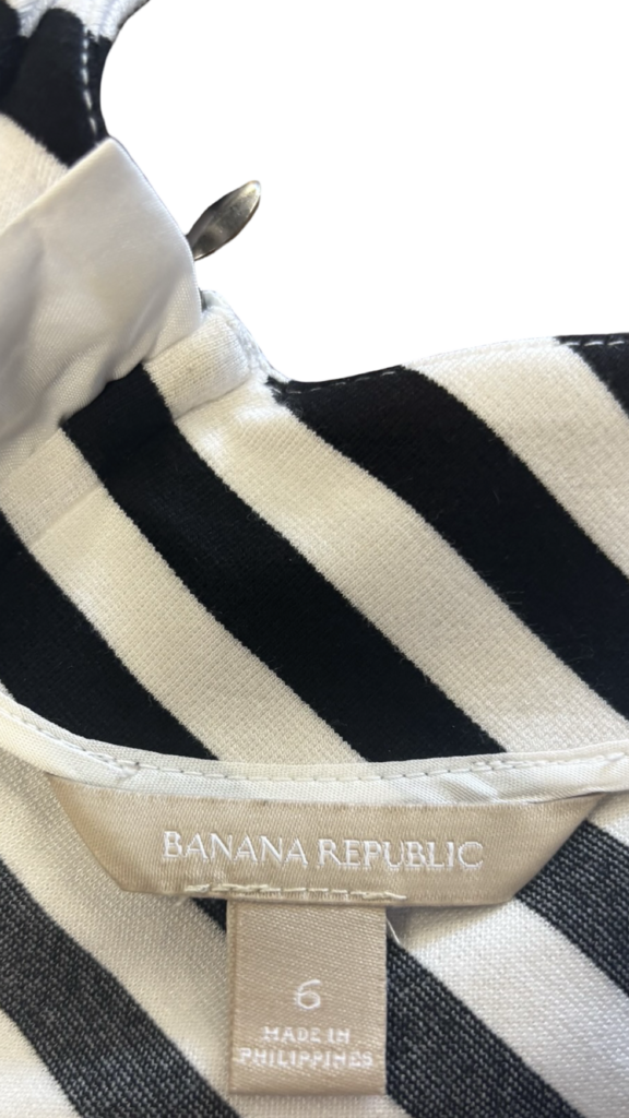 Size 6 Banana Republic Black and White Striped Dress