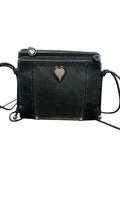 Brighton Black Leather Crossbody Bag with Heart Design