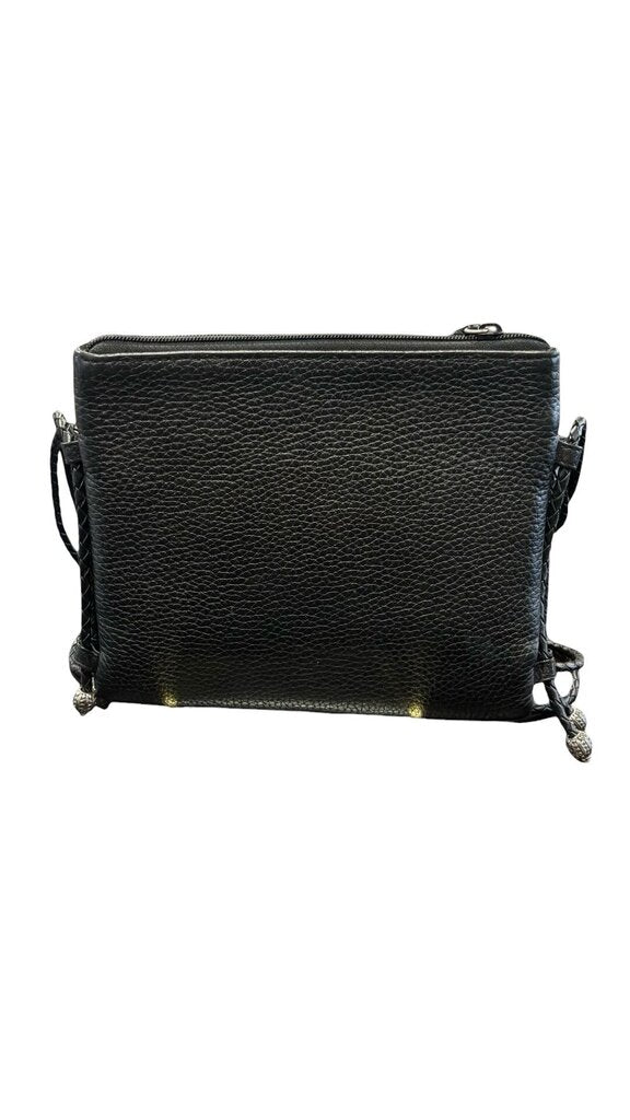 Brighton Black Leather Crossbody Bag with Heart Design