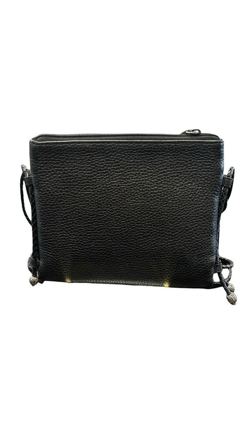 Brighton Black Leather Crossbody Bag with Heart Design