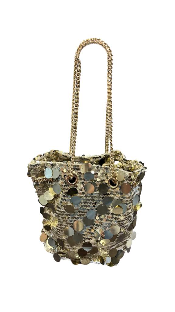Gold Sequin Bucket Bag
