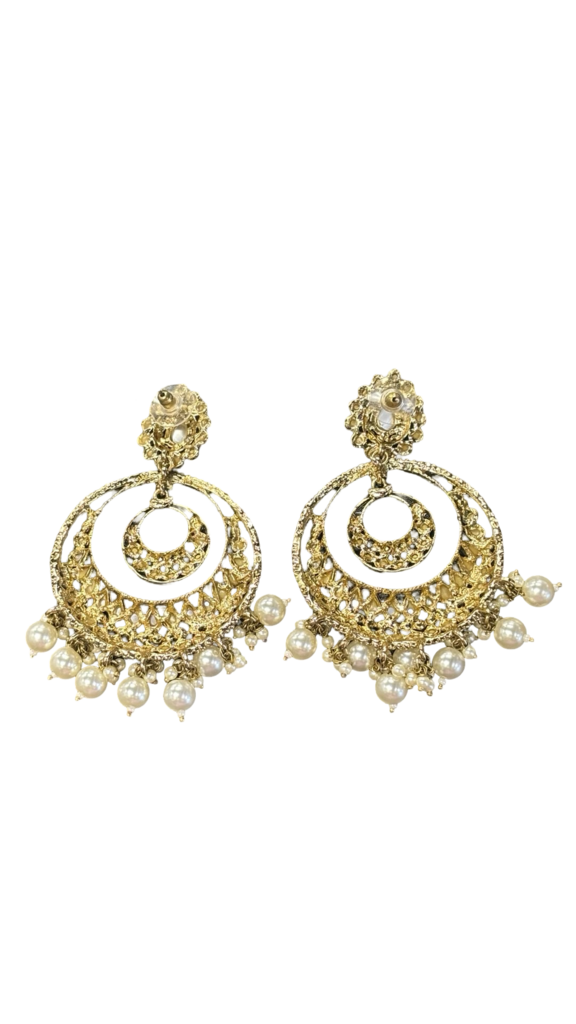Elegant Gold and Pearl Chandelier Earrings
