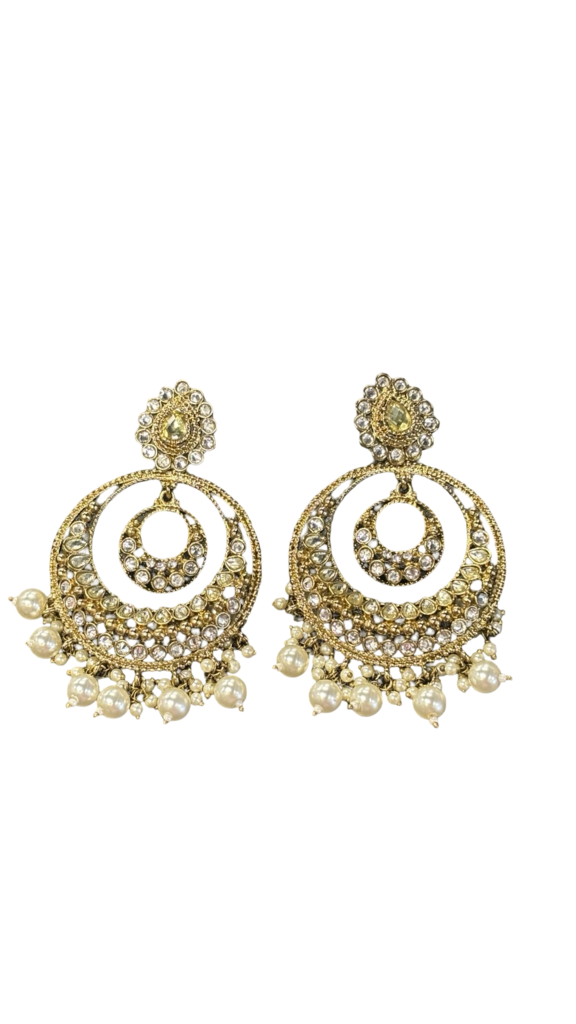 Elegant Gold and Pearl Chandelier Earrings