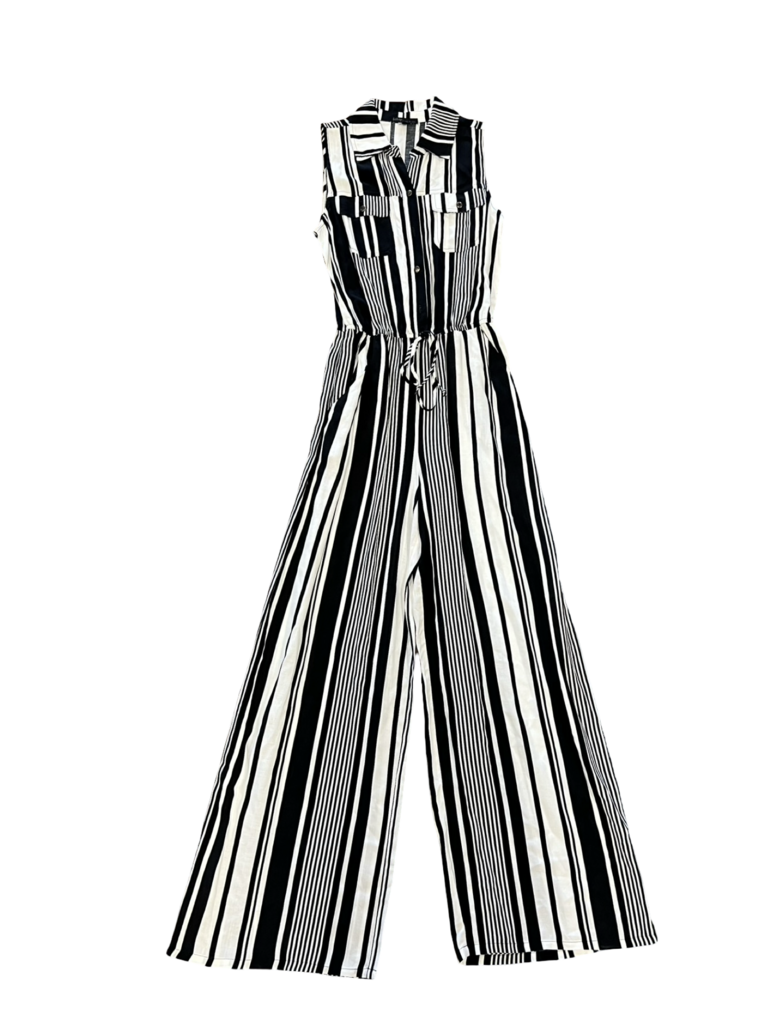 Small Bebop Black and White Striped Jumpsuit