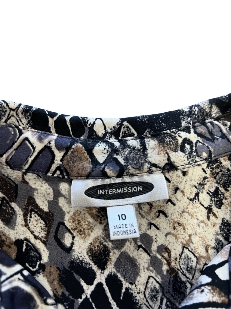 Size 10 Intermission Women's Short Sleeve Snakeskin Print Dress
