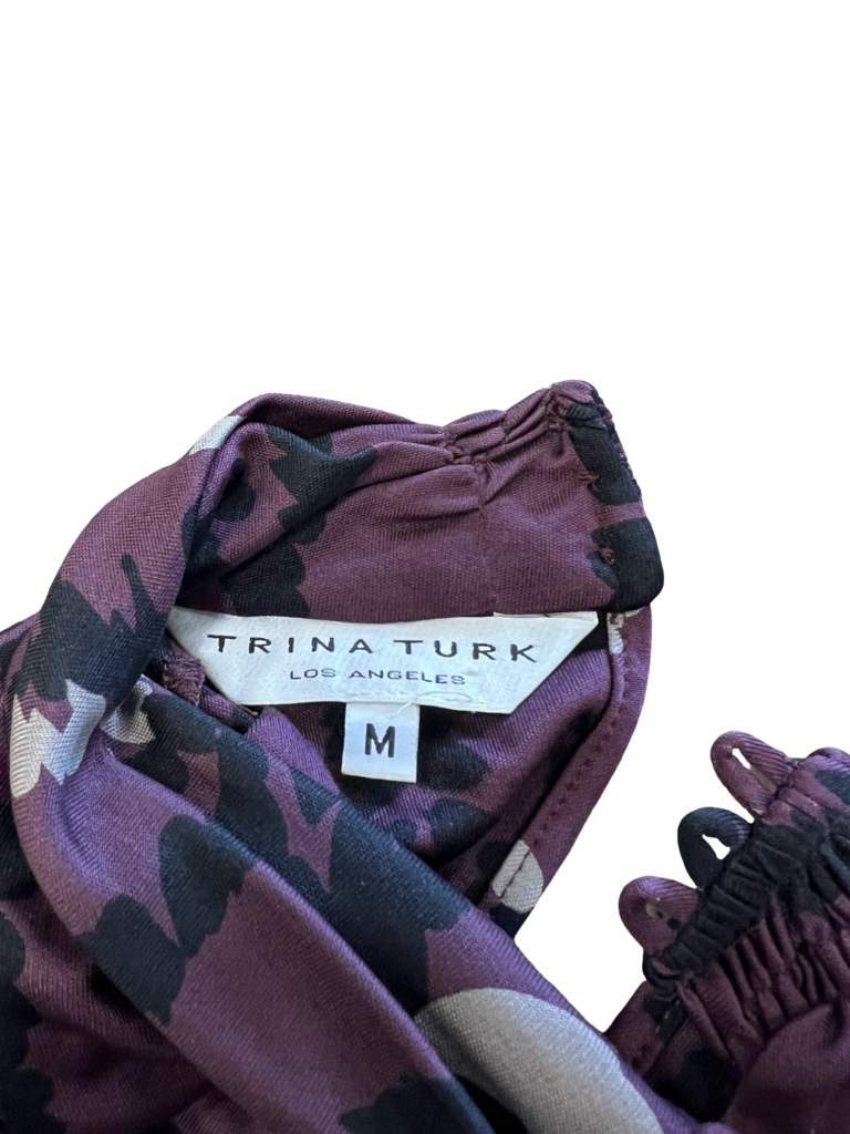 Medium Trina Turk Purple Printed Cap Sleeve Top