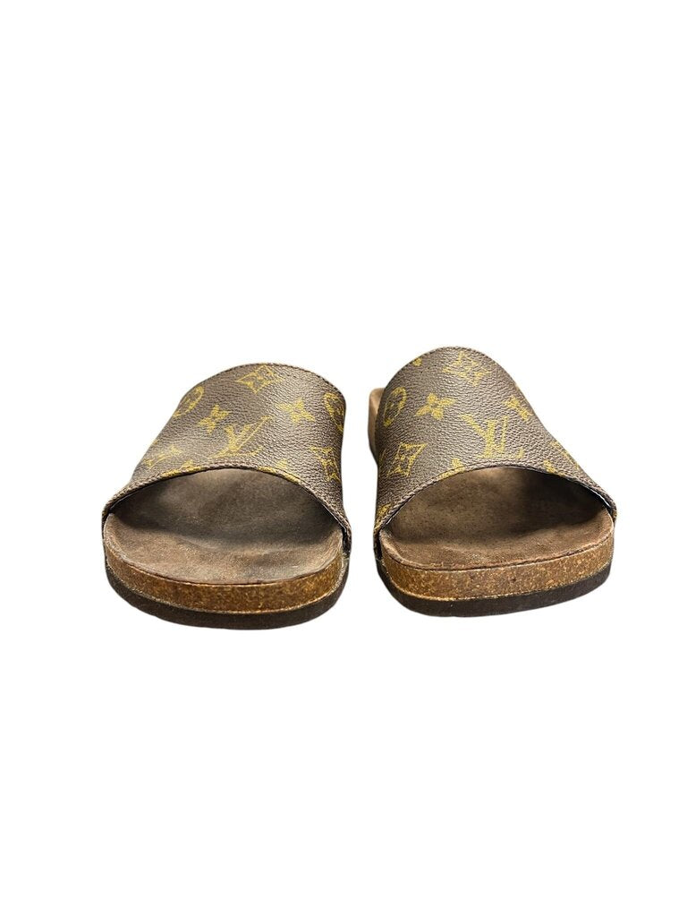 Size 7.5- Louis Vuitton Monogram Slides