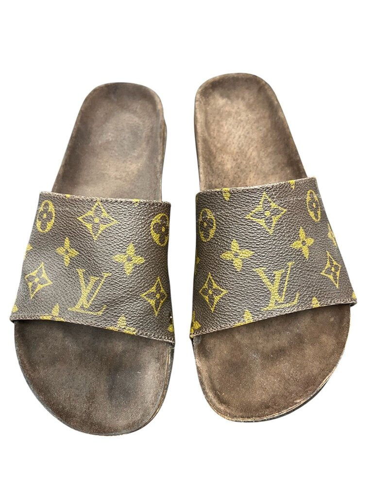 Size 7.5- Louis Vuitton Monogram Slides