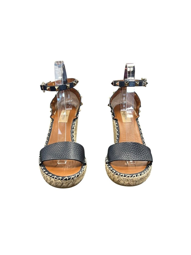 Size 38- Black Studded Espadrille Heels