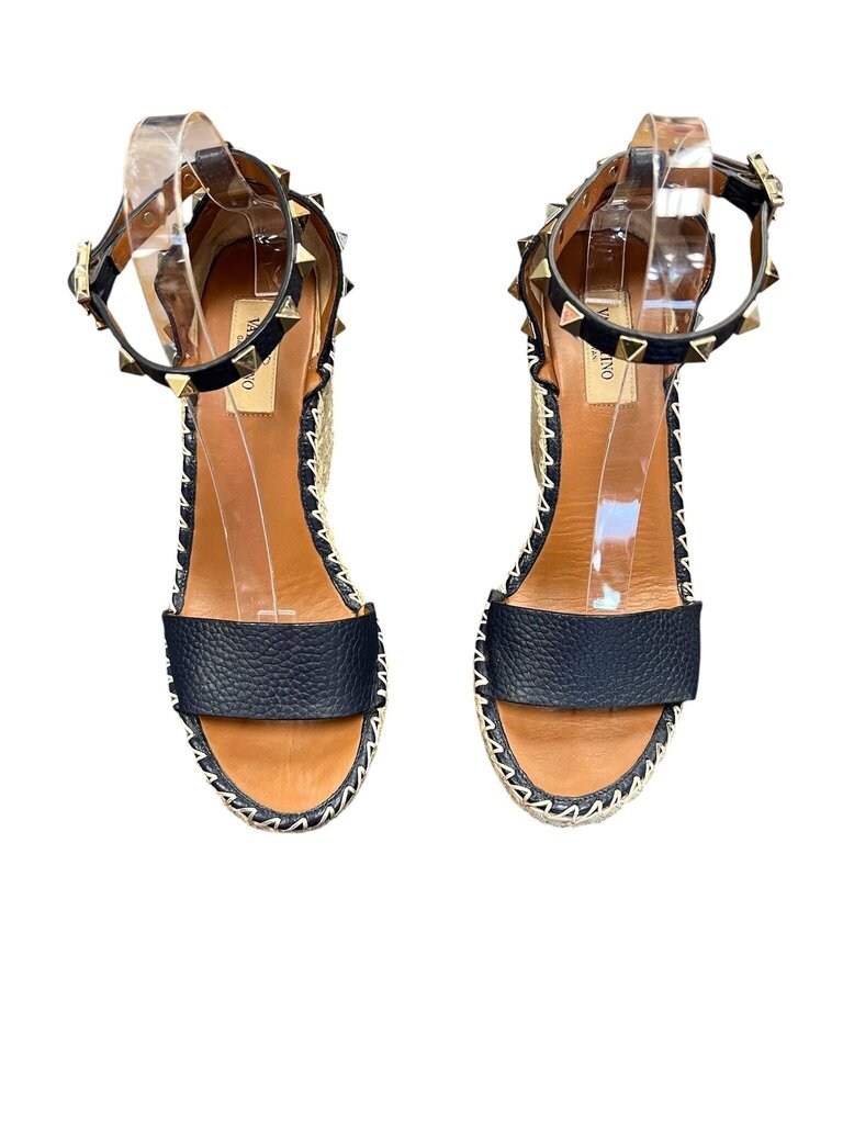Size 38- Black Studded Espadrille Heels