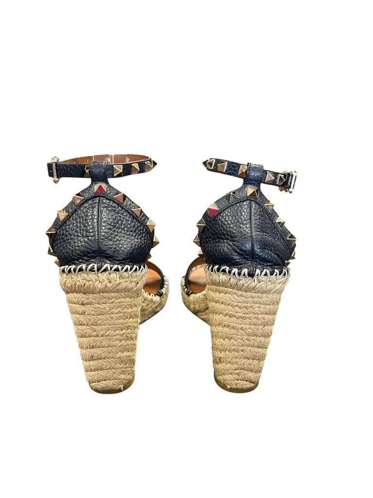 Size 38- Black Studded Espadrille Heels