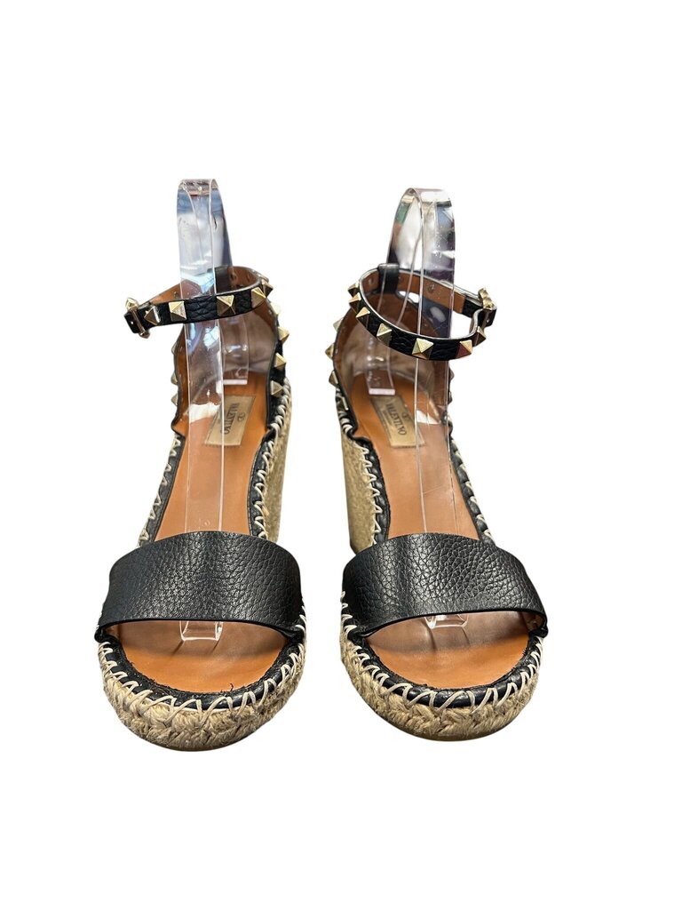 Size 38- Valentino Black Espadrille Style Heels with Studs