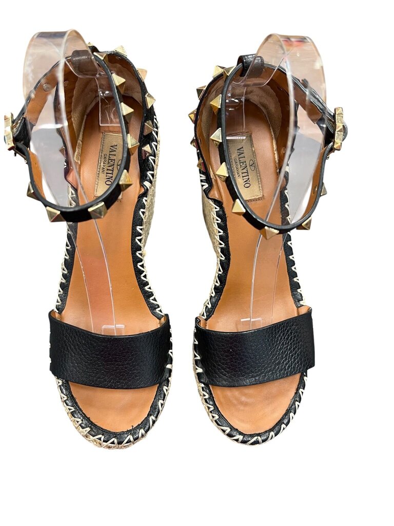Size 38- Valentino Black Espadrille Style Heels with Studs