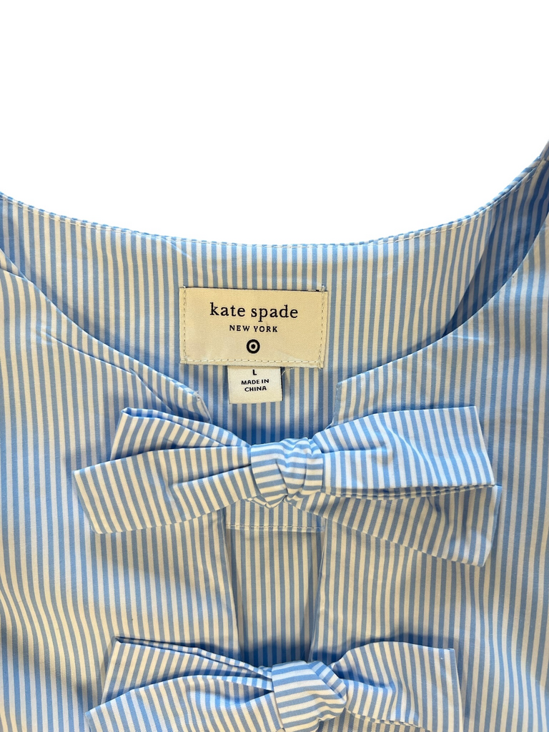 Size L- Kate Spade New York Striped Puff Sleeve Top