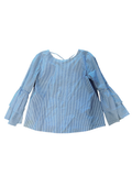 Size M- LOFT Women's Striped Blouse with Flared Sleeves