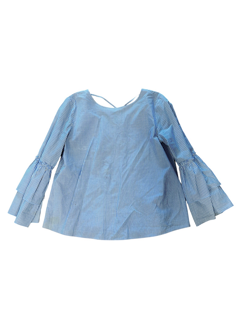 Size M- LOFT Women's Striped Blouse with Flared Sleeves
