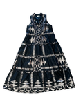Size L- Lace Sleeveless Black and Silver Patterned Maxi Dress