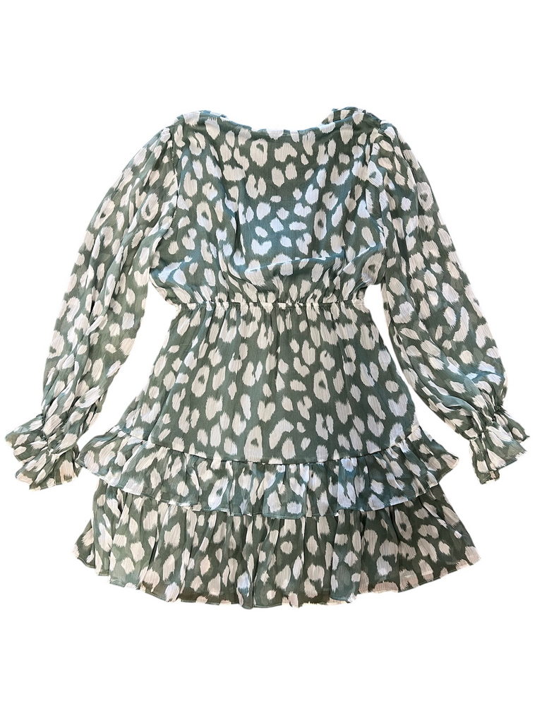 Size M- By Together Green Leopard Print Dress