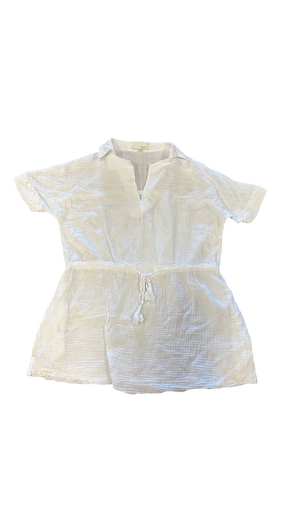 Small Pinch White Short Sleeve Dress