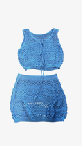 Blue Crochet Two-Piece Set