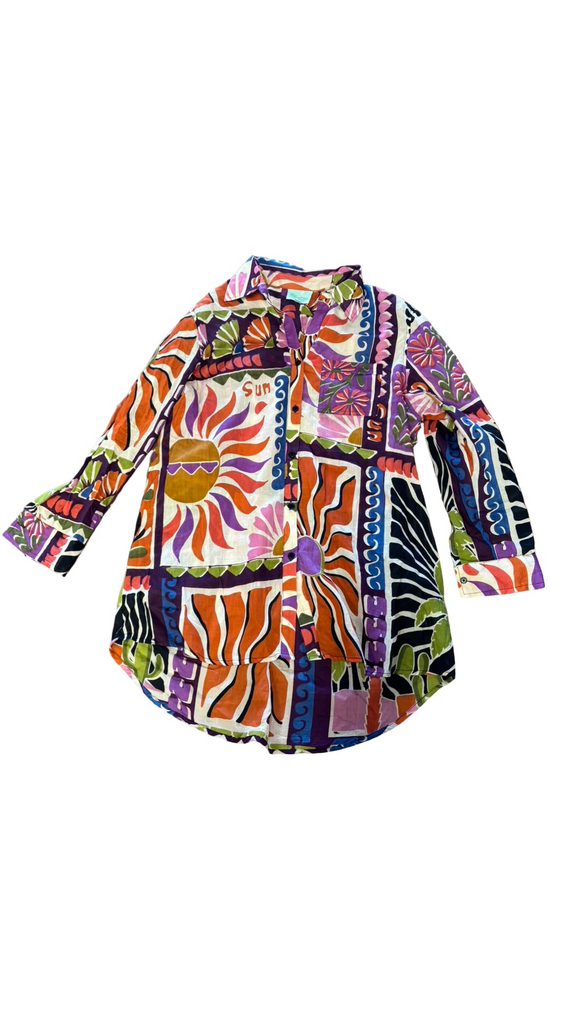 Medium True Destinations Colorful Patterned Button-Up Shirt
