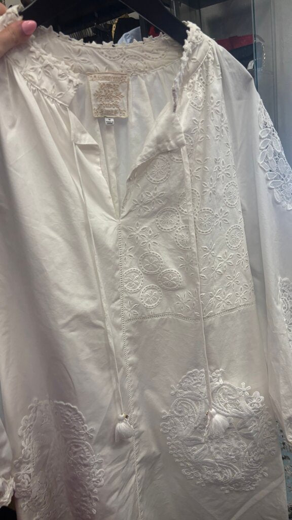 Medium Johnny Was Embroidered White Dress
