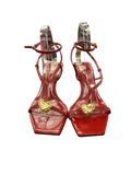 Size 38 Zara Red Strappy Heels with Heart Detail