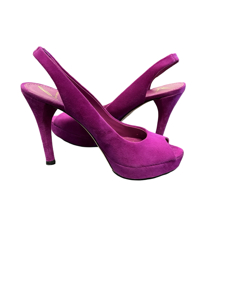 Size 8 Brian Atwood Purple Suede Peep Toe Heels