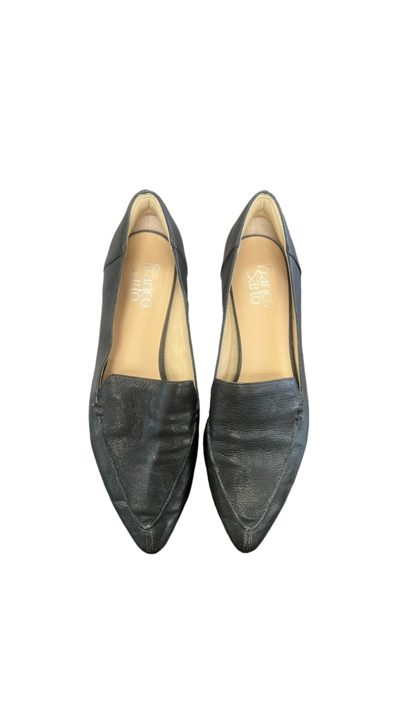 Size 10 Franco Sarto Black Flats with Metallic Accent