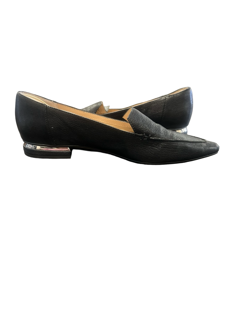 Size 10 Franco Sarto Black Flats with Metallic Accent
