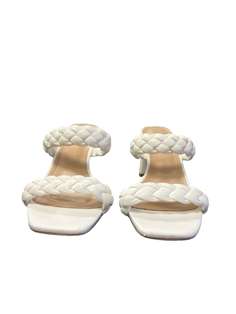 Size 7 White Braided Strap Heeled Sandals