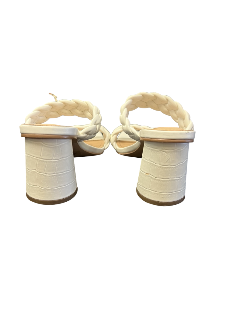 Size 7 White Braided Strap Heeled Sandals