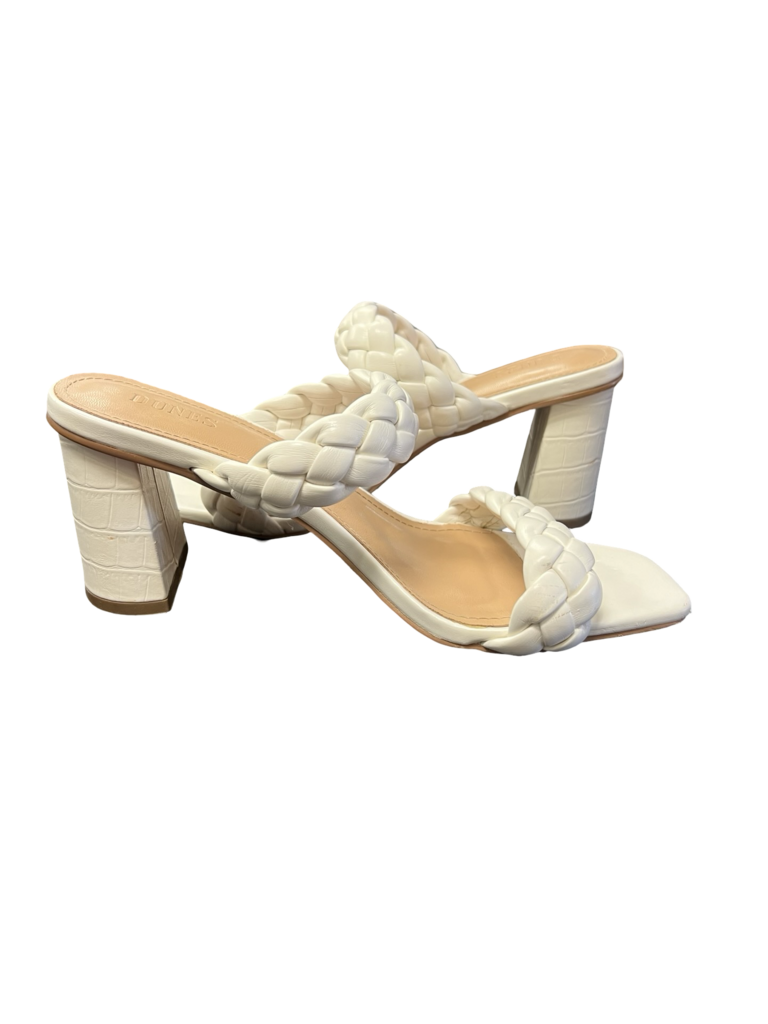 Size 7 White Braided Strap Heeled Sandals