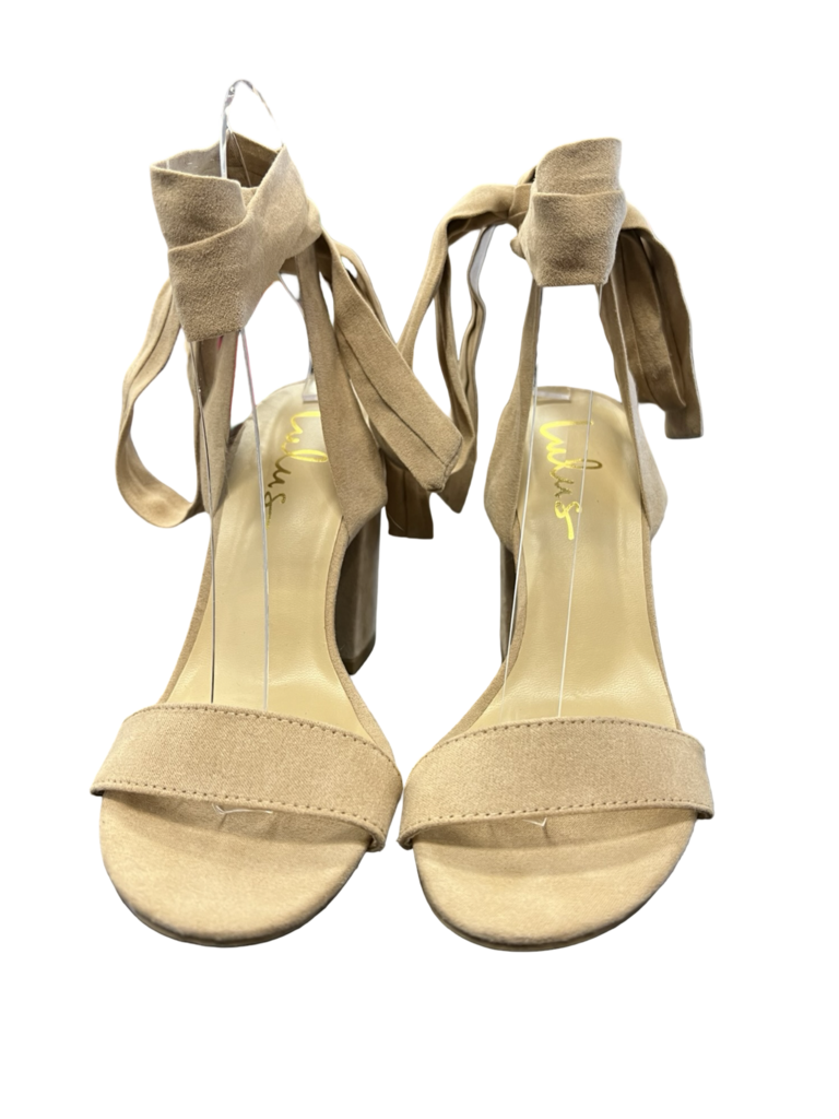 Size 7 Lulus Beige Suede Strappy Heeled Sandals